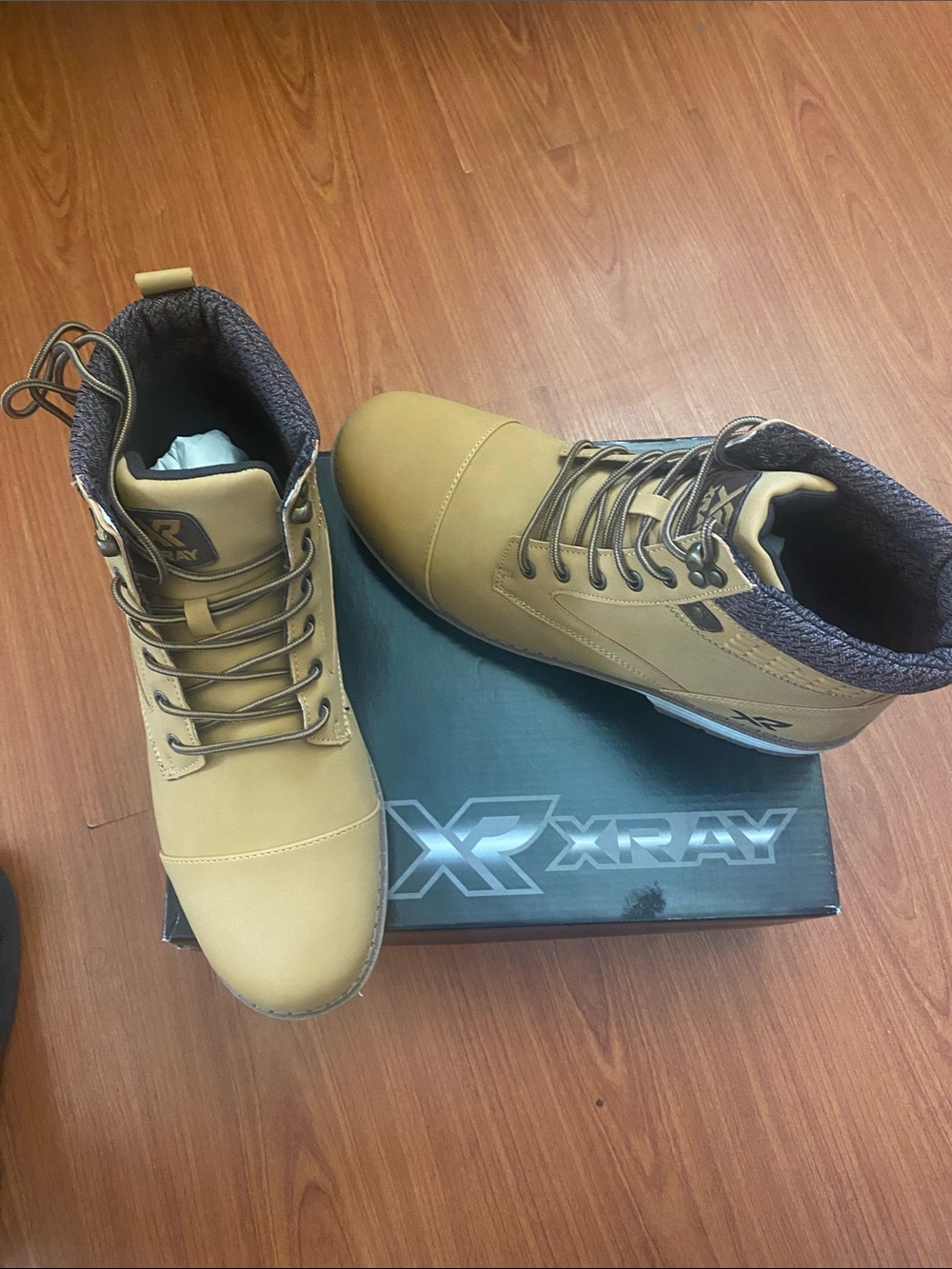 X-Ray Men's Tan Lace-Up Ankle Boots with Padded Collar